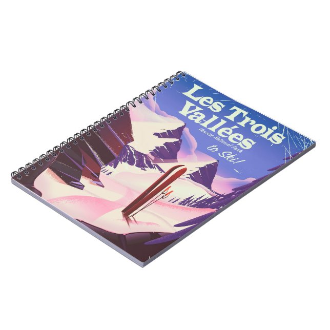Les Trois Vallées Ski travel poster Notebook (Left Side)