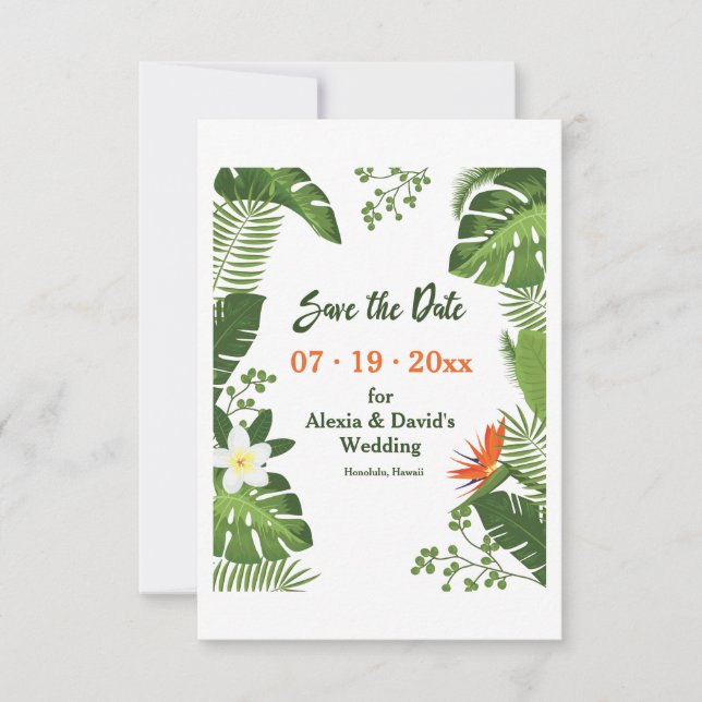 Les tropiques sauvent le faire-part de date (Devant)