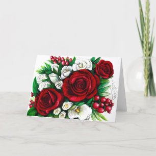 Les vacances fleurissent la carte de Noël