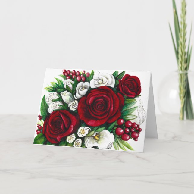 Les vacances fleurissent la carte de Noël (Devant)