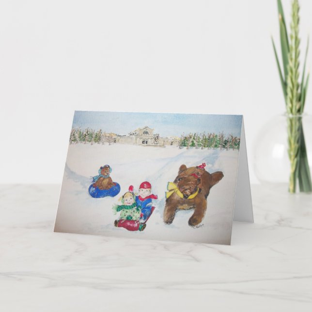 Les vacances sur la carte de Noël de colline d'art (Devant)