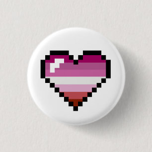 Lesbian 8-Bit Retro Pride Heart 1 Inch Round Button