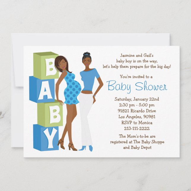 Lesbian Baby Shower Invitation for Boy (Front)