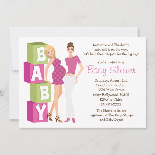 Lesbian Baby Shower Invitation for Girl (Front)
