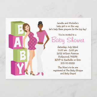 Lesbian Baby Shower Invitation for Girl