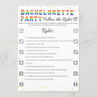 Lesbian Bachelorette Party Game, Follow the Rules Invitation