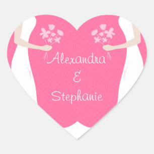 Lesbian Brides Personalized Heart Sticker