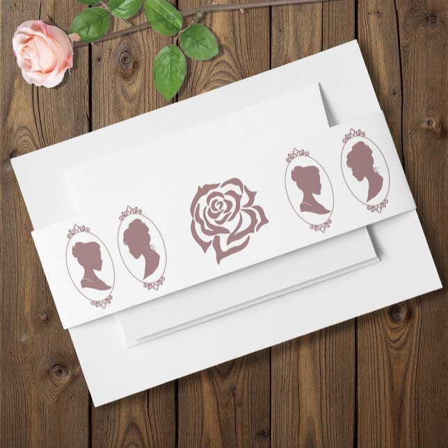 Lesbian Brides Regency Pink Roses Invitation Belly Band (Creator Uploaded)