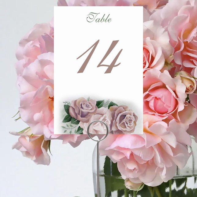 Lesbian Brides Regency Pink Roses Table Number (Creator Uploaded)