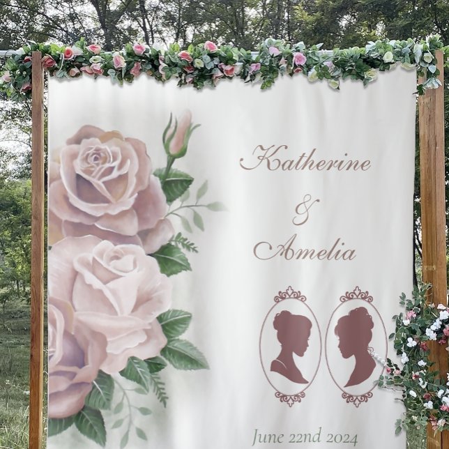 Lesbian Brides Regency Pink Roses Tapestry (Creator Uploaded)