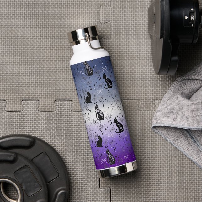 Lesbian Butch Pride Black Cat - Mystical Witchy Water Bottle (Gym)