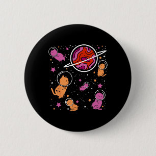 Lesbian Cat In Space Orange Pink Lesbian Pride For 2 Inch Round Button