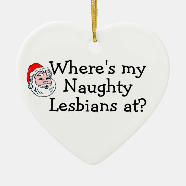 Lesbian Christmas Ceramic Ornament (Front)