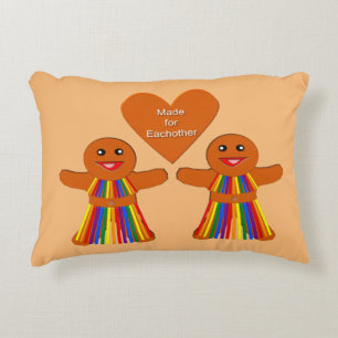 Lesbian Christmas Gingerbread Ladies Couple Accent Pillow