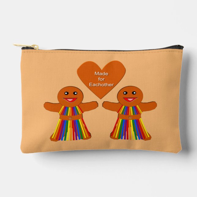 Lesbian Christmas Gingerbread Ladies Couple Accessory Pouch (Front)