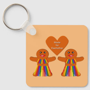Lesbian Christmas Gingerbread Ladies Couple Custom Keychain