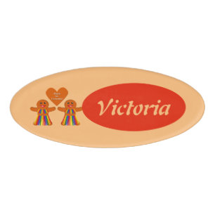 Lesbian Christmas Gingerbread Ladies Couple Custom Name Tag