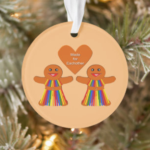 Lesbian Christmas Gingerbread Ladies Couple Custom Ornament