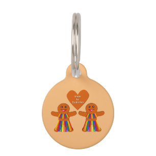 Lesbian Christmas Gingerbread Ladies Couple Custom Pet Tag