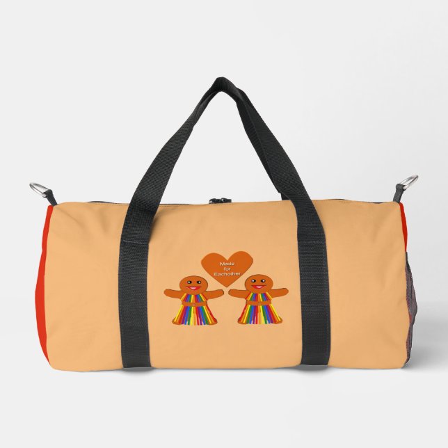 Lesbian Christmas Gingerbread Ladies Couple Duffle Bag (Front)