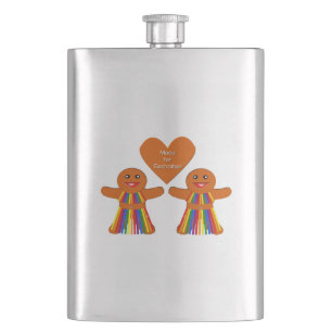 Lesbian Christmas Gingerbread Ladies Couple  Hip Flask