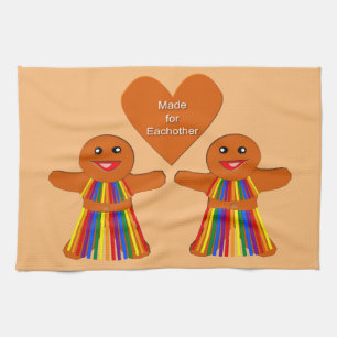 Lesbian Christmas Gingerbread Ladies Couple Kitchen Towel