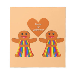 Lesbian Christmas Gingerbread Ladies Couple Notepad