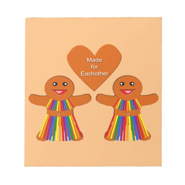Lesbian Christmas Gingerbread Ladies Couple  Notepad (Front)