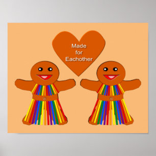 Lesbian Christmas Gingerbread Ladies Couple  Poster