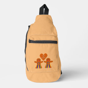 Lesbian Christmas Gingerbread Ladies Couple Sling Bag