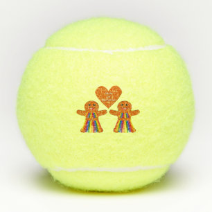 Lesbian Christmas Gingerbread Ladies Couple  Tennis Balls