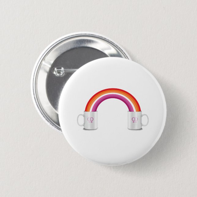 Lesbian Coffee Date 2 Inch Round Button (Front & Back)