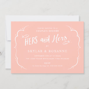 Lesbian Couple Hers and Hers Couples Shower Pink Invitation