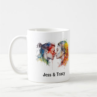 Lesbian Couple Kiss Pride Month Mug, Customized Coffee Mug