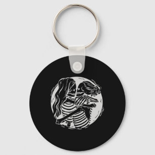 Lesbian Couple Lgbtq Pride Skeletons Kissing Valen Keychain