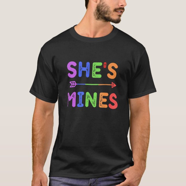 Lesbian Couple She's Mine I'm Hers Matching Lgbt P T-Shirt (Front)