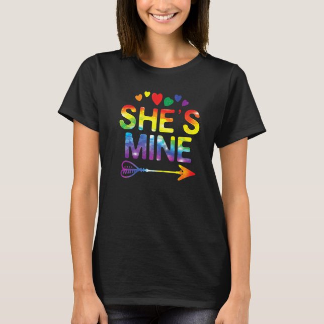 Lesbian Couple  She's Mine Matching Lgbt Pride T-Shirt (Front)