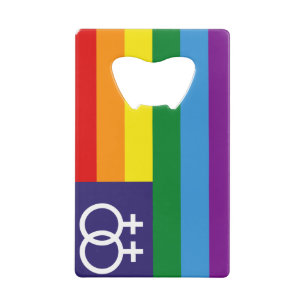 Lesbian Double Venus Rainbow Pride Credit Card Bottle Opener