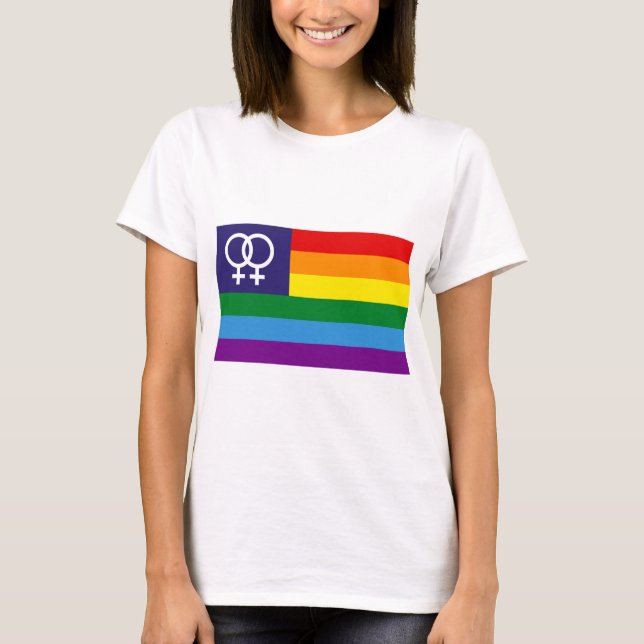 Lesbian Double Venus Rainbow Pride T-Shirt (Front)