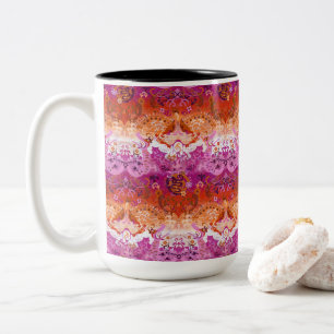 Lesbian dragon damask - new 2018 pride flag colour Two-Tone coffee mug