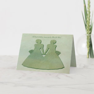 Lesbian Engagement Congratulations - Mint Rustic Card