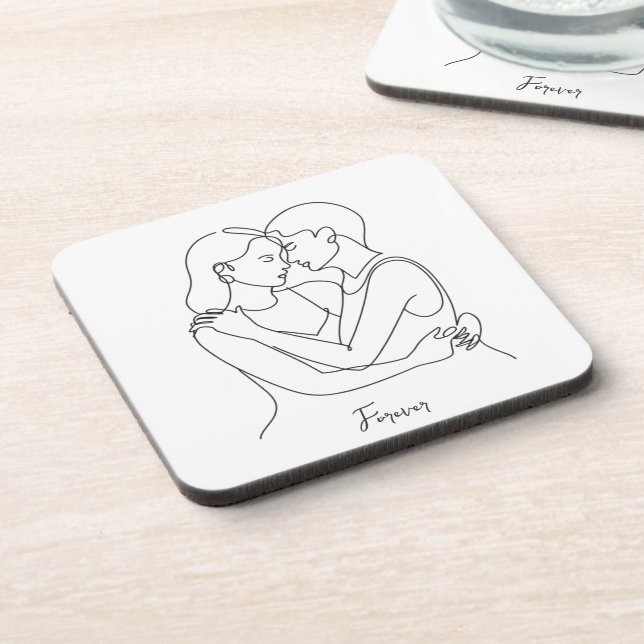 Lesbian Essence of Love Line Art Coaster (Left Side)