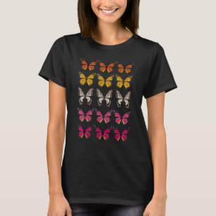 Lesbian Flag Colour Butterfly Subtle Sapphic Pride T-Shirt
