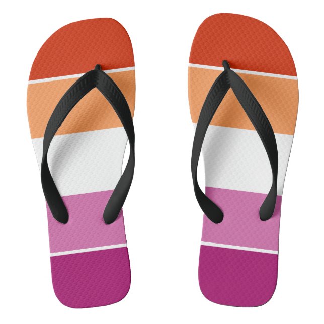 Lesbian Flag Colours Stripes Flip Flops (Footbed)