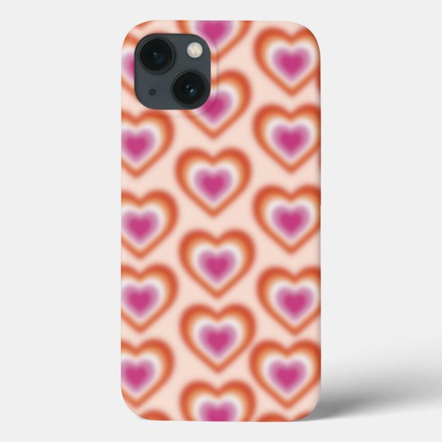 Lesbian flag colours with blurred heart Case-Mate iPhone case (Back)