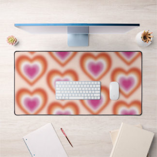 Lesbian flag colours with blurred heart desk mat