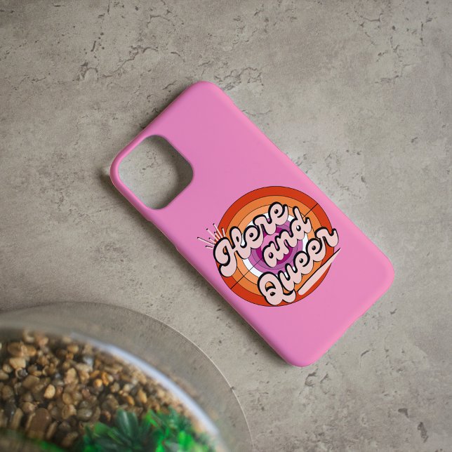 Lesbian Flag: LGBTQ - Here and Queer Case-Mate iPhone Case (Creator Uploaded)