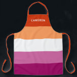 Lesbian Flag Monogrammed Apron<br><div class="desc">This apron with the lesbian flag and a name is perfect for anyone who supports the lesbian LGBTQ community.  It's modern font is clean and trendy while remaining timeless.</div>