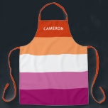 Lesbian Flag Monogrammed Apron<br><div class="desc">This apron with the lesbian flag and a name is perfect for anyone who supports the lesbian LGBTQ community.  It's modern font is clean and trendy while remaining timeless.</div>