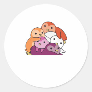 Lesbian Flag Pride Lgbtq Cute Penguin Classic Round Sticker